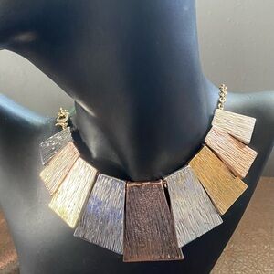 NWT tri colored bib style necklace pendants to make fan shape and earrings